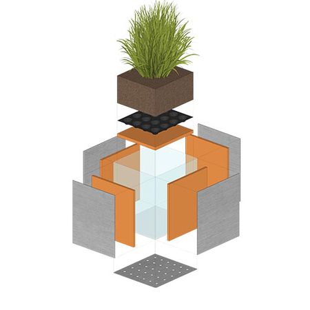 Разобранная схема контейнера GreenCube: облицовка и внутренние слои